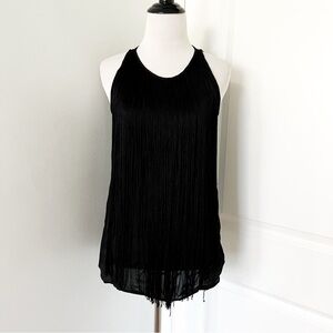Theory Silk Black Pleated Racerback Tank Top - Small
